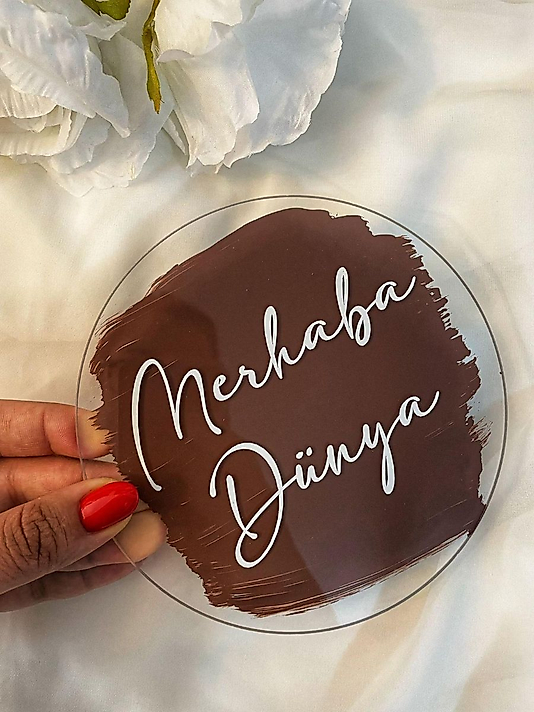 Merhaba Dünya Yazılı Pleksi 15 cm