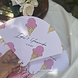 Pinki Baskılı Yelpaze Hediyelik