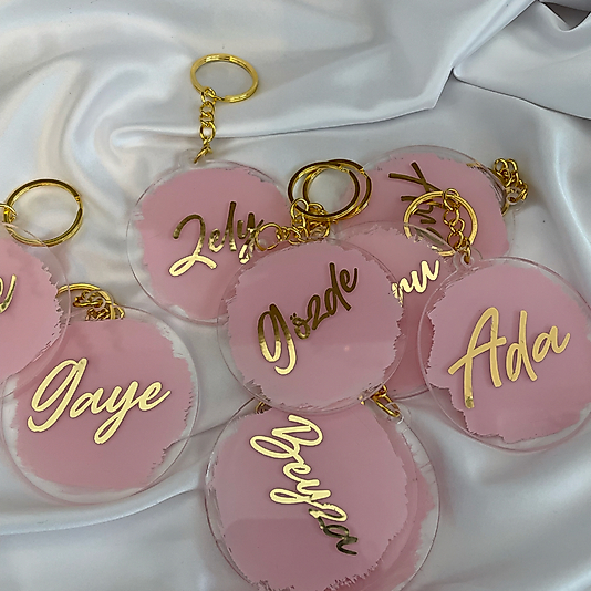 Pembe Boyalı Hediyelik Anahtarlık