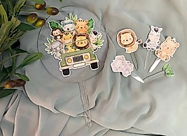 Safari Konseptli Şeffaf Pasta Süsü