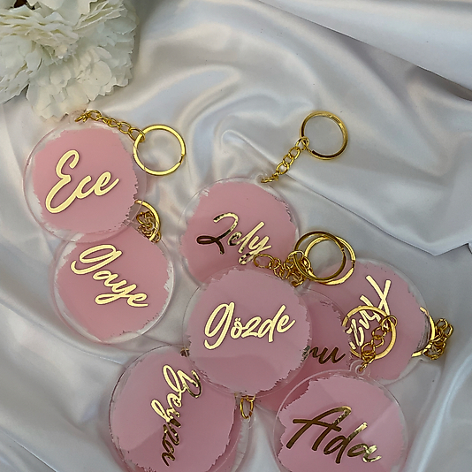 Pembe Boyalı Hediyelik Anahtarlık