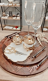 Yuvarlak Ahşap Tepsi Seti