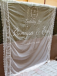 2x2 Metre Tül Pano Dantelli Kişiye Özel