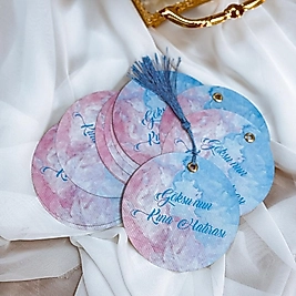 Kuş gözlü Yuvarlak Masa Kartı Dokulu Özel Kesim