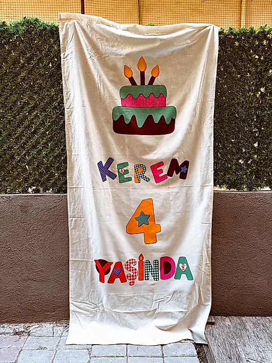 Kişiye Özel Parti Kumaş Panosu 2x1 Metre
