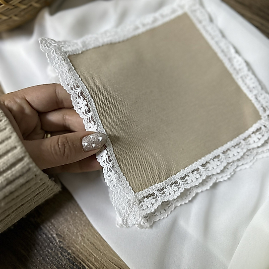 Kenarları Dantelli Linen Servis Peçete 6 adet