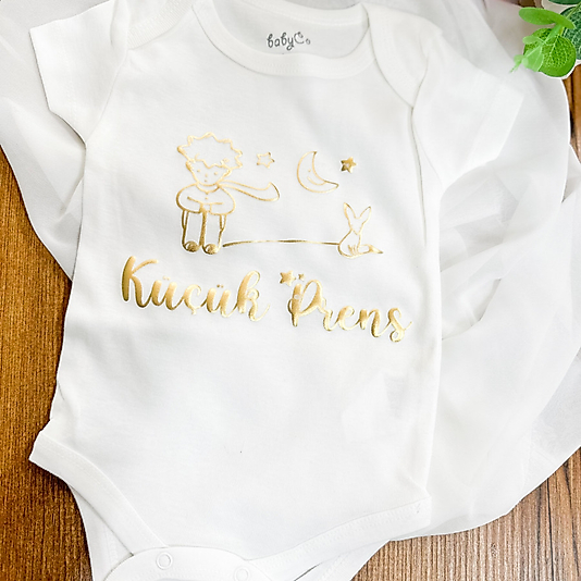 Küçük Prens Altın Kabartmalı Hediyelik Çıtçıtlı Body