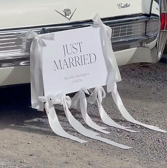 Araba Plaka Önü Yazısı Just Married 40x20 cm