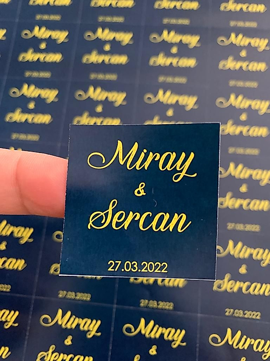 Lacivert Kare Çikolatalara Uygun Sticker Kişiye Özel Etiket