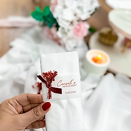 Henna Kırmızı Kurdeleli Peçete