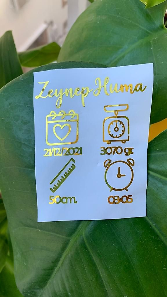 Doğum Panosu Folyo Sticker 10x10 cm
