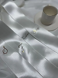 Takı Kurdelesi Beyaz Gold Yazılı Kişiye Özel