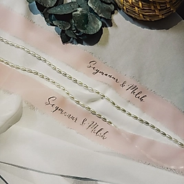 Badem İncili İpek Pudra Renk Yüzük Kurdelesi