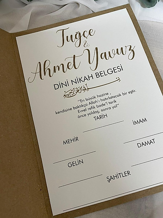 Katlamalı Dini Nikah Belgesi Kişiye Özel