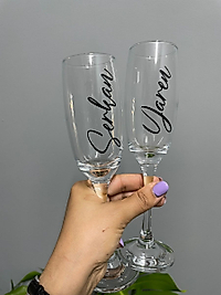 Siyah Yazılı 2 li Cam Kadeh