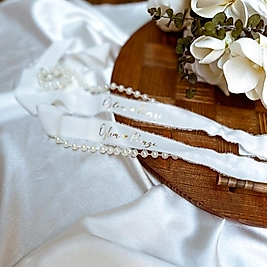 Dökülmeyen İncili Has İpek Nişan/Söz/Yüzük Kurdelesi