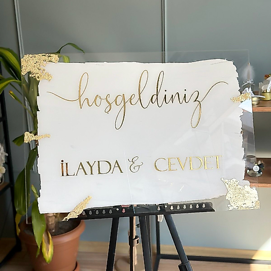 Felista Yaldızlı Karşılama Panosu