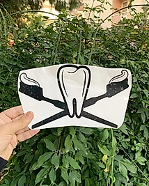 Diş Konseptine Uygun Diş Fırçalı  Folyo Sticker Siyah