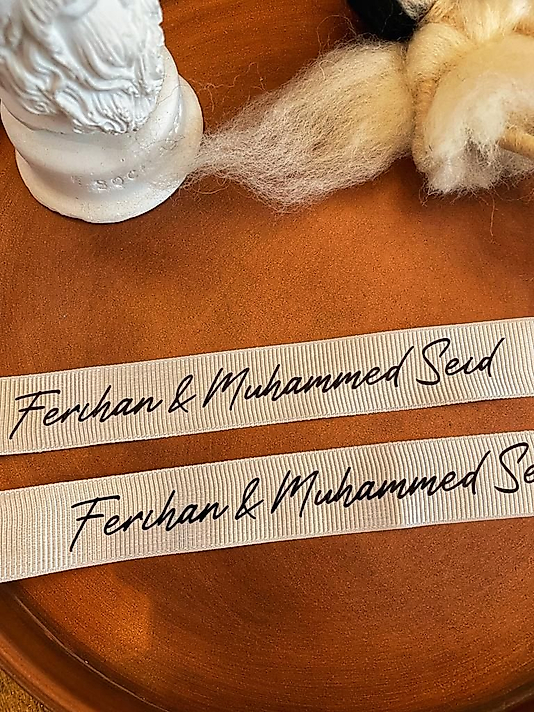 2 CM GROGREN YÜZÜK KURDELESİ  SİYAH BASKILI