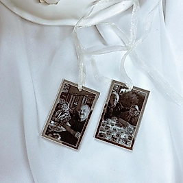 Lora Siyah Beyaz Gelin Buketi Çerçevesi