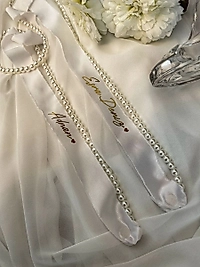 İPEK SATEN İNCİLİ NİŞAN & SÖZ YÜZÜK KURDELESİ KİŞİYE ÖZEL