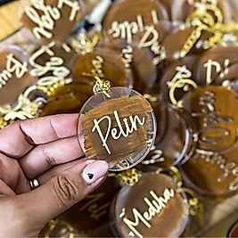 Mahi Arkası Boyalı Kişiye Özel Anahtarlık Hediyelik