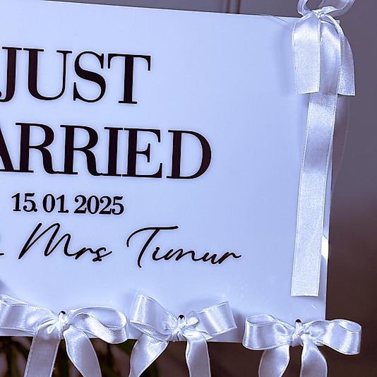Araba Plaka Önü Yazısı Just Married 40x20 cm