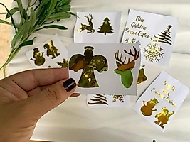 Folyo Sticker Yıl Başı Konsepti 5 cm Semboller 20 li