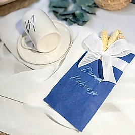 Lacivert, Gümüş Yazılı Baskılı Damat Peçetesi