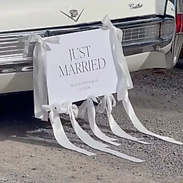 Araba Plaka Önü Yazısı Just Married 40x20 cm