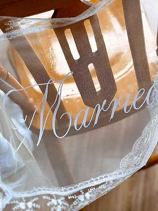 Just Married 2’li Tül Sandalye Örtüsü