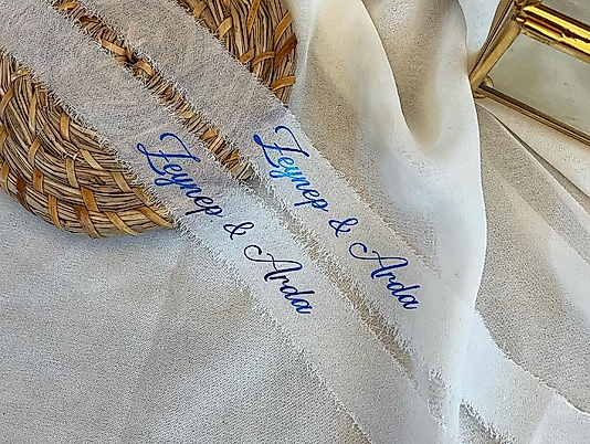 Beyaz Şifon Yüzük Kurdelesi Kişiye Özel Nişan & Söz Kurdelesi