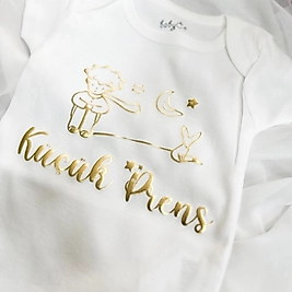 Küçük Prens Altın Kabartmalı Hediyelik Çıtçıtlı Body