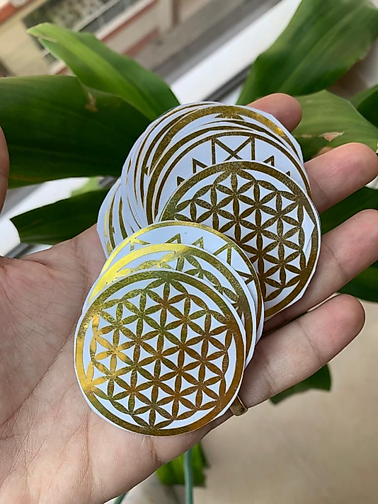 Yaşam Çiçeği, Sri Yantra Folyo Sticker 5 cm