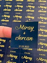 Lacivert Kare Çikolatalara Uygun Sticker Kişiye Özel Etiket