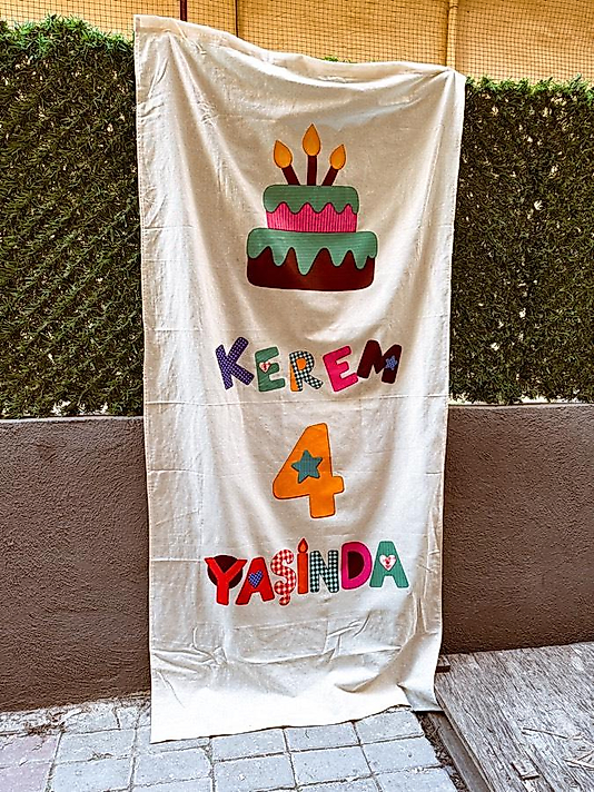 Kişiye Özel Parti Kumaş Panosu 2x1 Metre