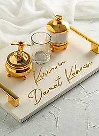 Mara - Mermer Nişan ve Damat Tepsi Seti